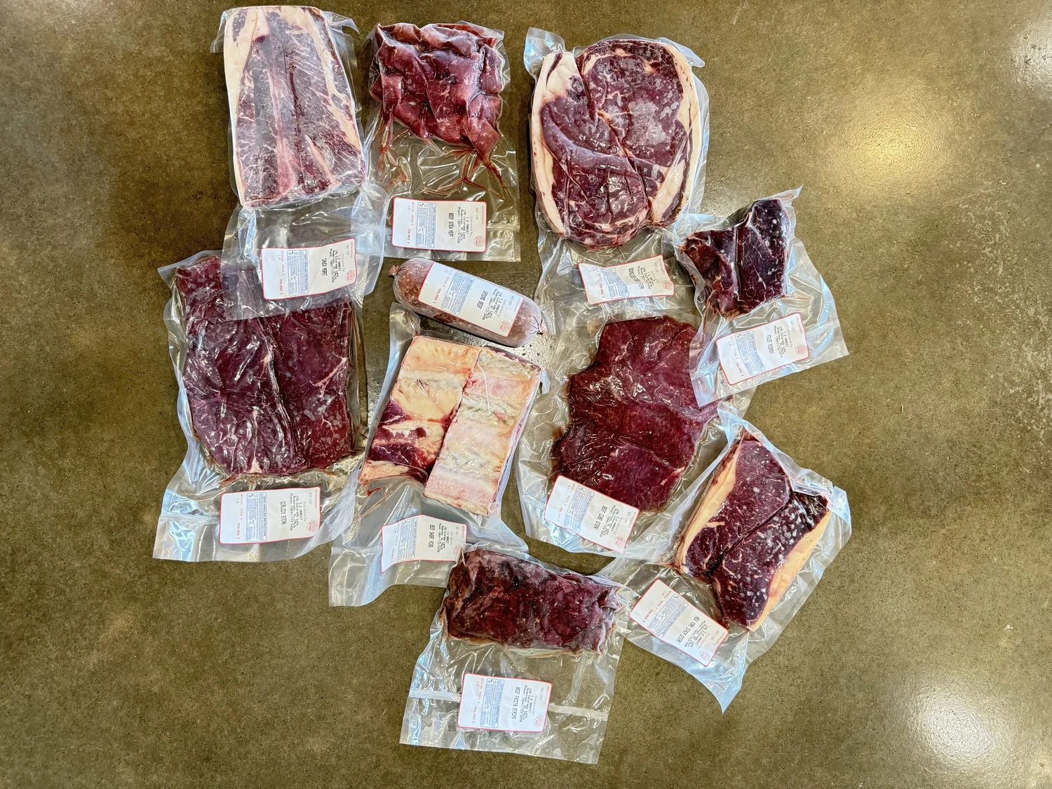 Vacuum-packed cuts from T.E. Market cattle